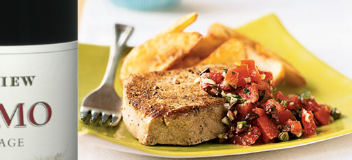 Grilled Tuna Steaks with Grape and Caper Salsa photo