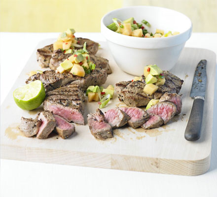 Barbecued lamb with punchy melon salsa photo
