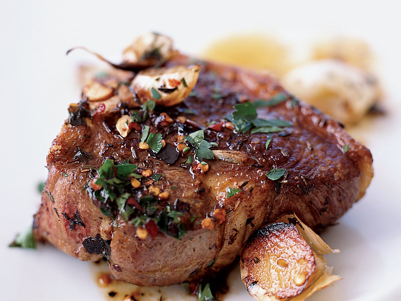 Lamb steaks with new potatoes photo