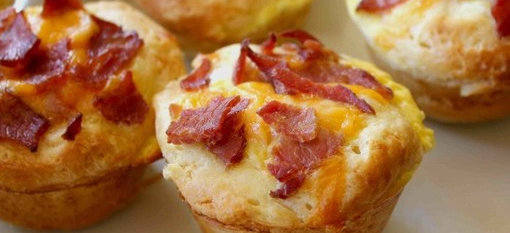 Bacon and cheese breakfast muffins photo