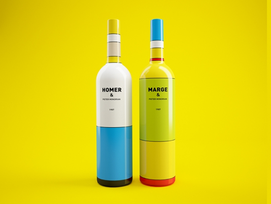 Colourful Simpsons wine bottles look just like Homer and Marge photo