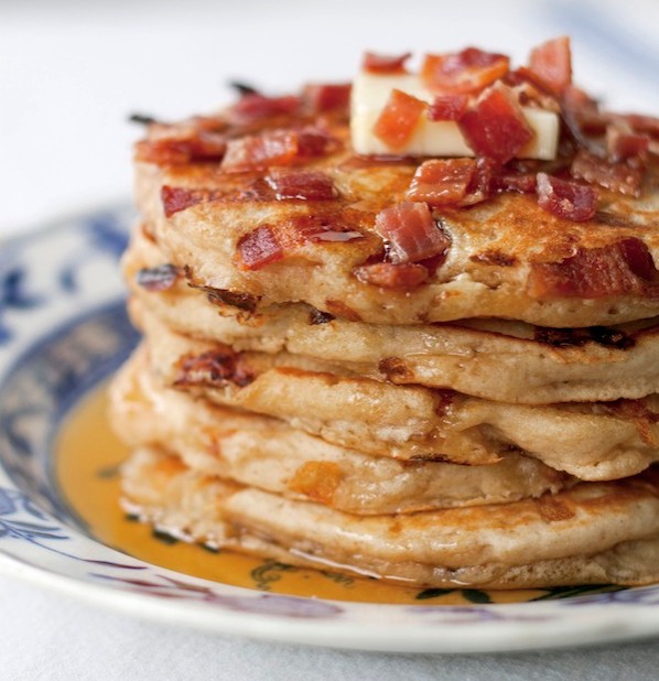Bacon Pancakes dripping with Maple Syrup photo