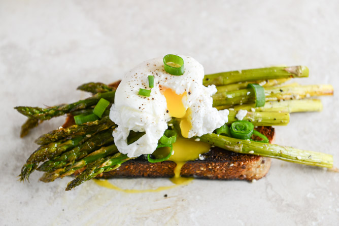 Grilled Asparagus and Poached Egg on Toast photo