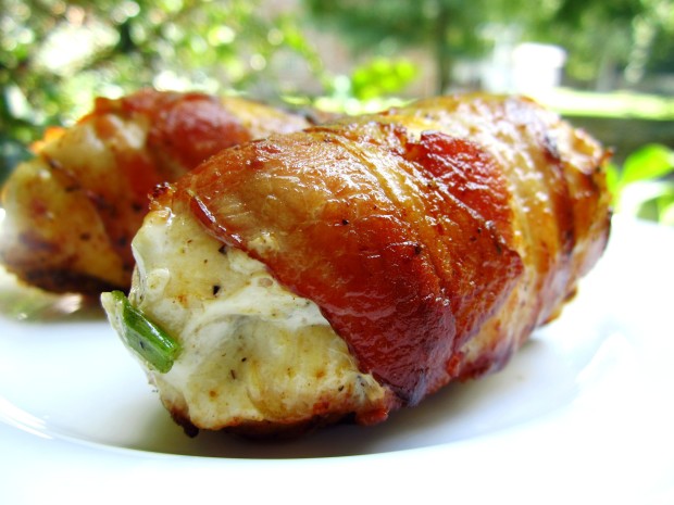 Bacon Wrapped Chicken Fillets Stuffed With Cream Cheese photo