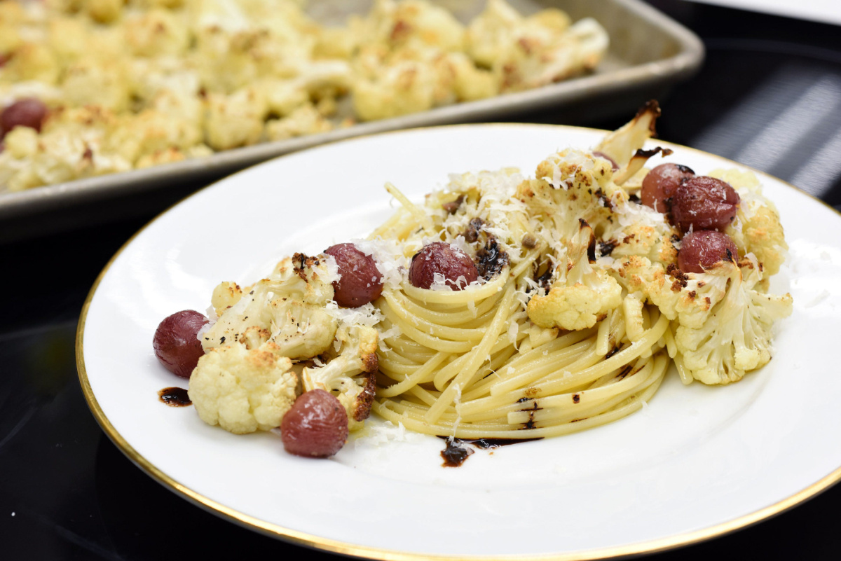 Roasted Grapes And Cauliflower Tossed With Linguine photo