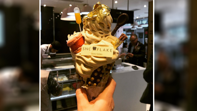 ‘billionaire’s Ice Cream’ Served With 24 Carat Gold Leaf And Edible Diamonds photo