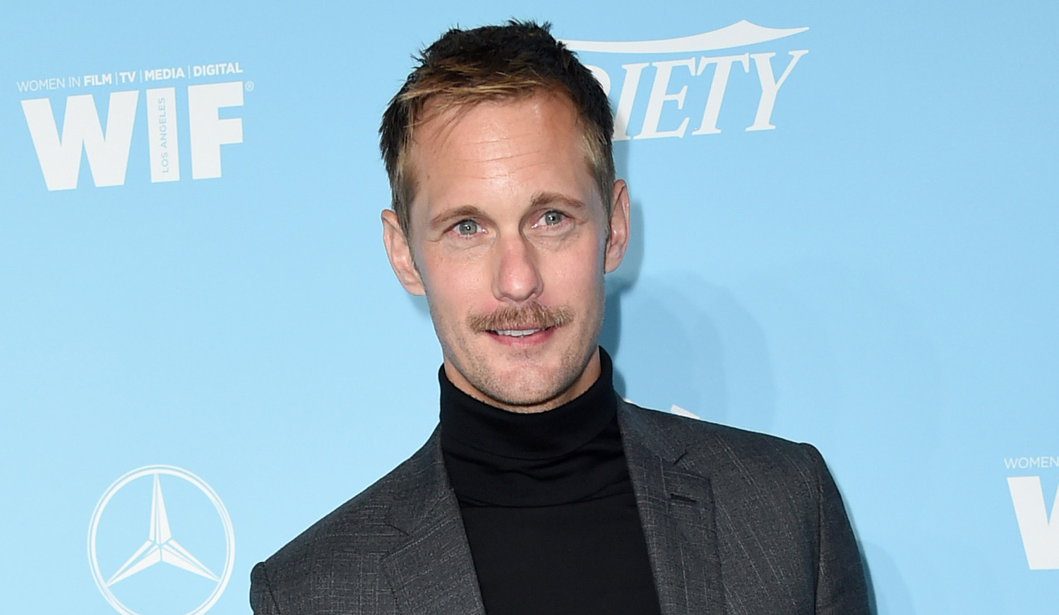 Alexander Skarsgard Suits Up For Pre-emmys Party With His New Mustache! photo