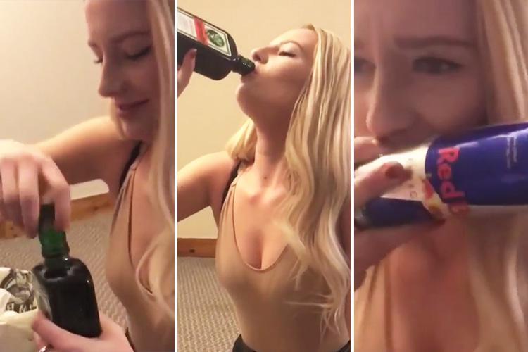 Moment Idiot Woman Downs An Entire Bottle Of Jager photo