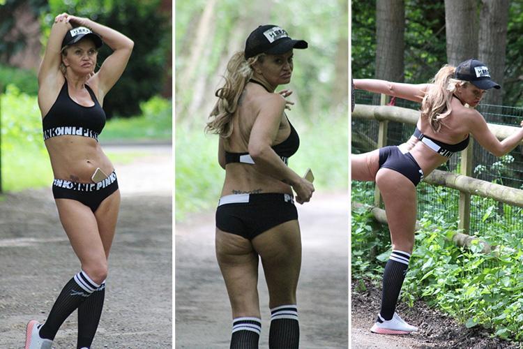 Danniella Westbrook Goes For A Run In Just Her Knickers And Bra In The Woods photo