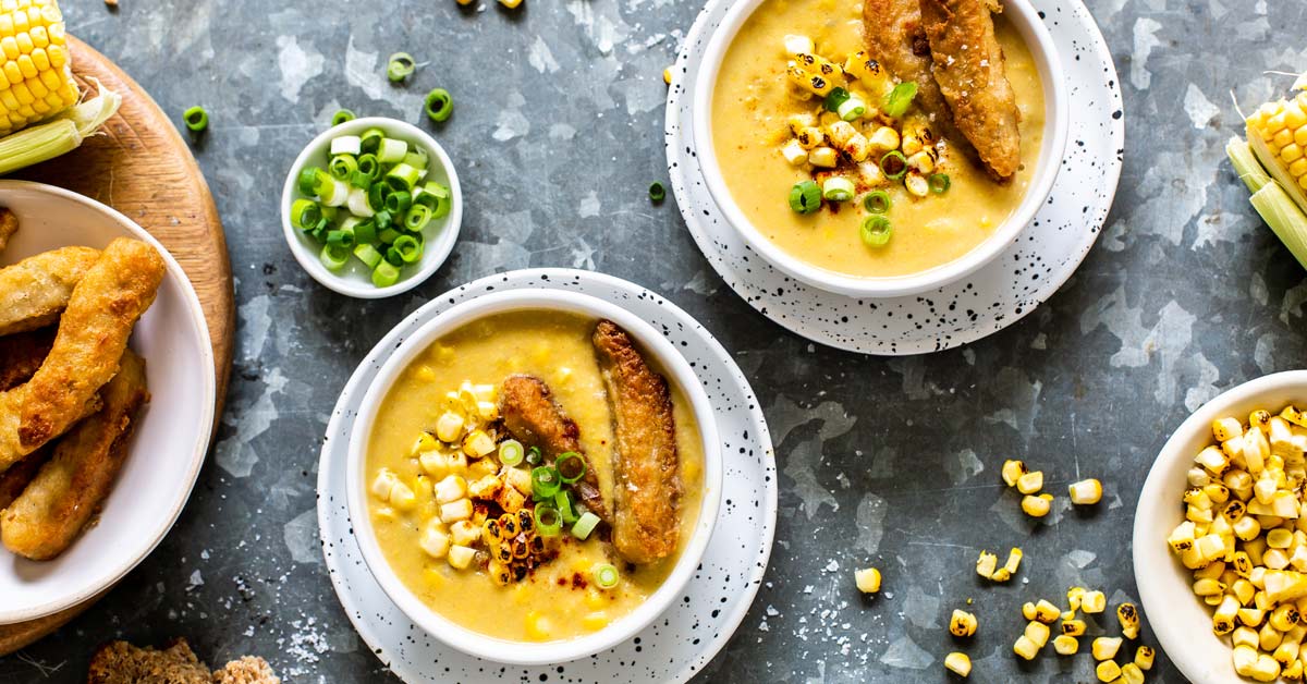 Vegan Corn Chowder With Prawn-style Pieces photo