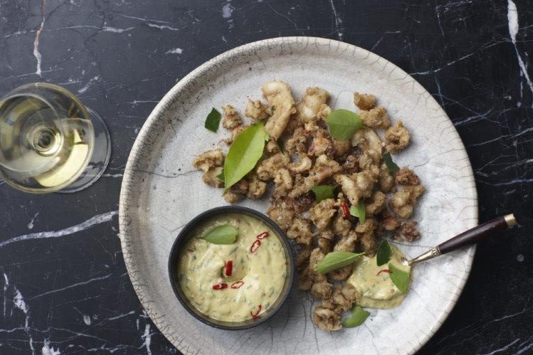 Salt and pepper squid with jalapeno and honey dipping sauce, by chef Pete Goffe-Wood photo