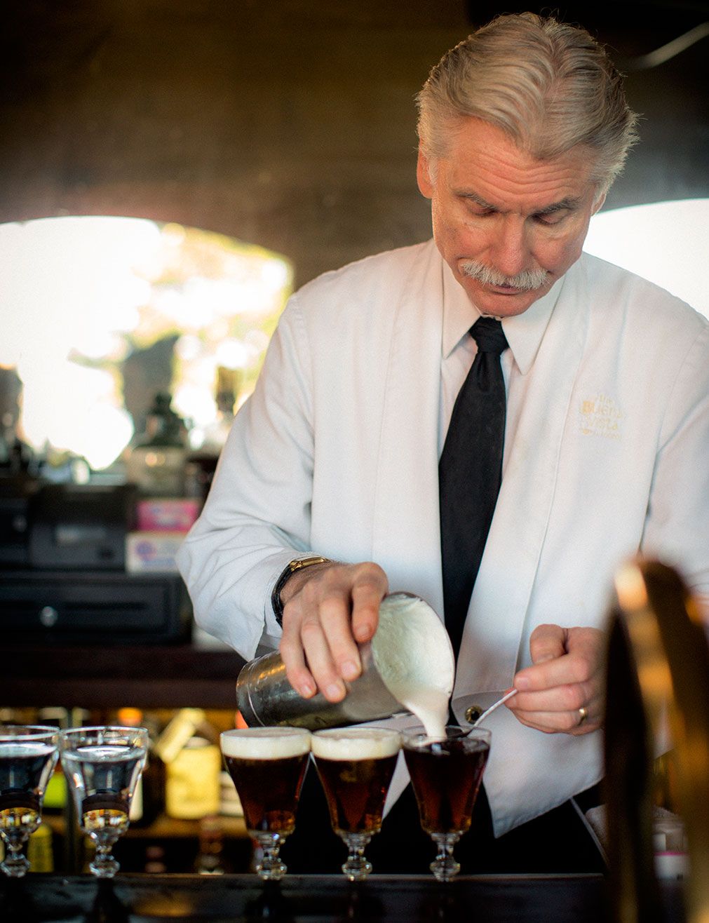 Larry Nolan has been topping Irish Coffees at the Buena Vista Cafe for over 40 years.