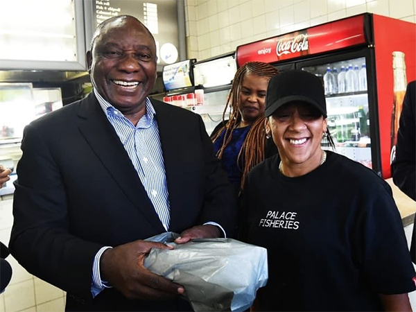 President Cyril Ramaphosa Pops Into Local Salt River Fishery For A Hake Parcel photo