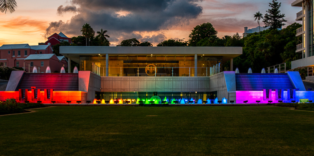 Bacardi Fountain Lights Up In Rainbow Colours photo
