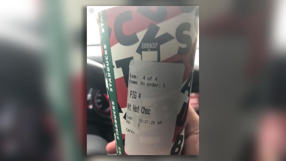 Kiefer Officer Receives Starbucks Coffee Cups With “pig” Printed On Label photo