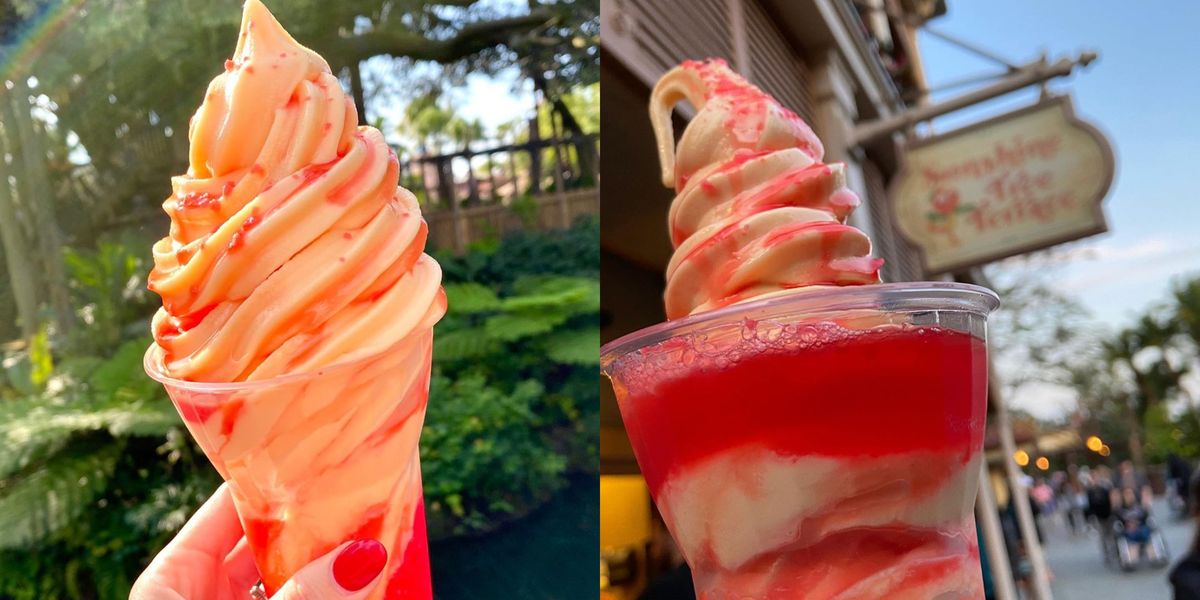 Disney Is Serving Up An Orange Dole Whip Float Topped With Strawberry Fanta And Pop Rocks photo