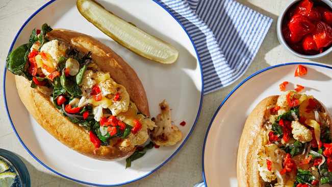 Recipe: Cauliflower Sandwiches With Smoked Gouda And Peppadews photo