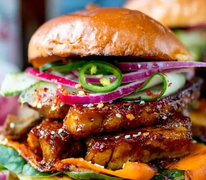 Sticky Pork and Pineapple Burger With Pickled Relish photo