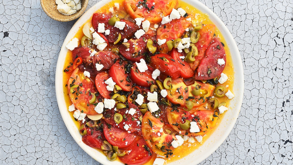 Tomatoes Simmered In Olive Oil With Cotija Recipe photo