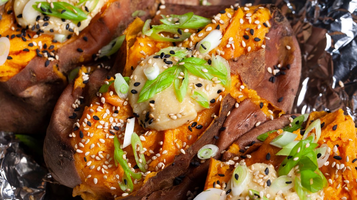 Baked Sweet Potatoes With Miso And Sesame Recipe photo