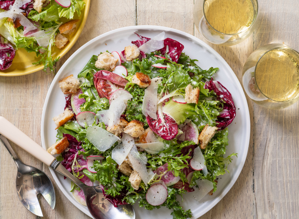 Salad Recipe: Mixed Chicory Caesar With “cacio E Pepe” Croutons photo