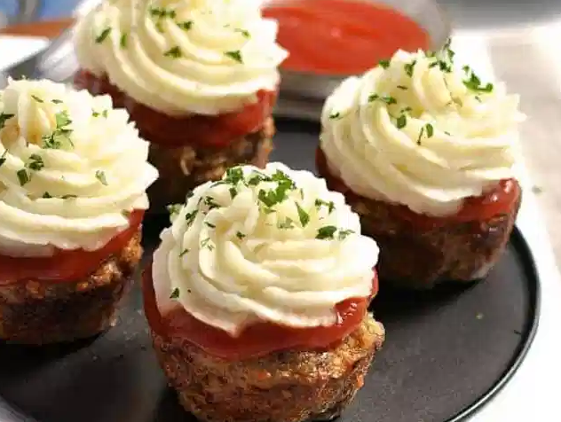 Meatloaf Cupcakes Wrapped in Bacon photo