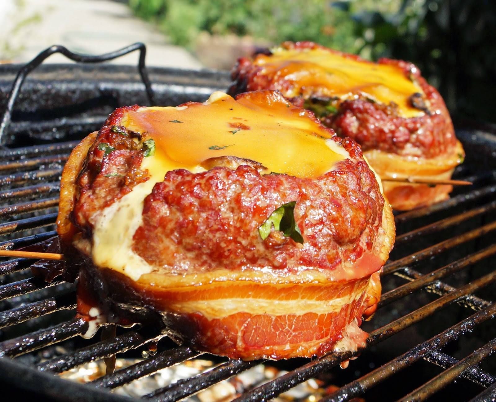Beer Can Wrapped Bacon and Minced Meat Burger Patties For The Braai photo