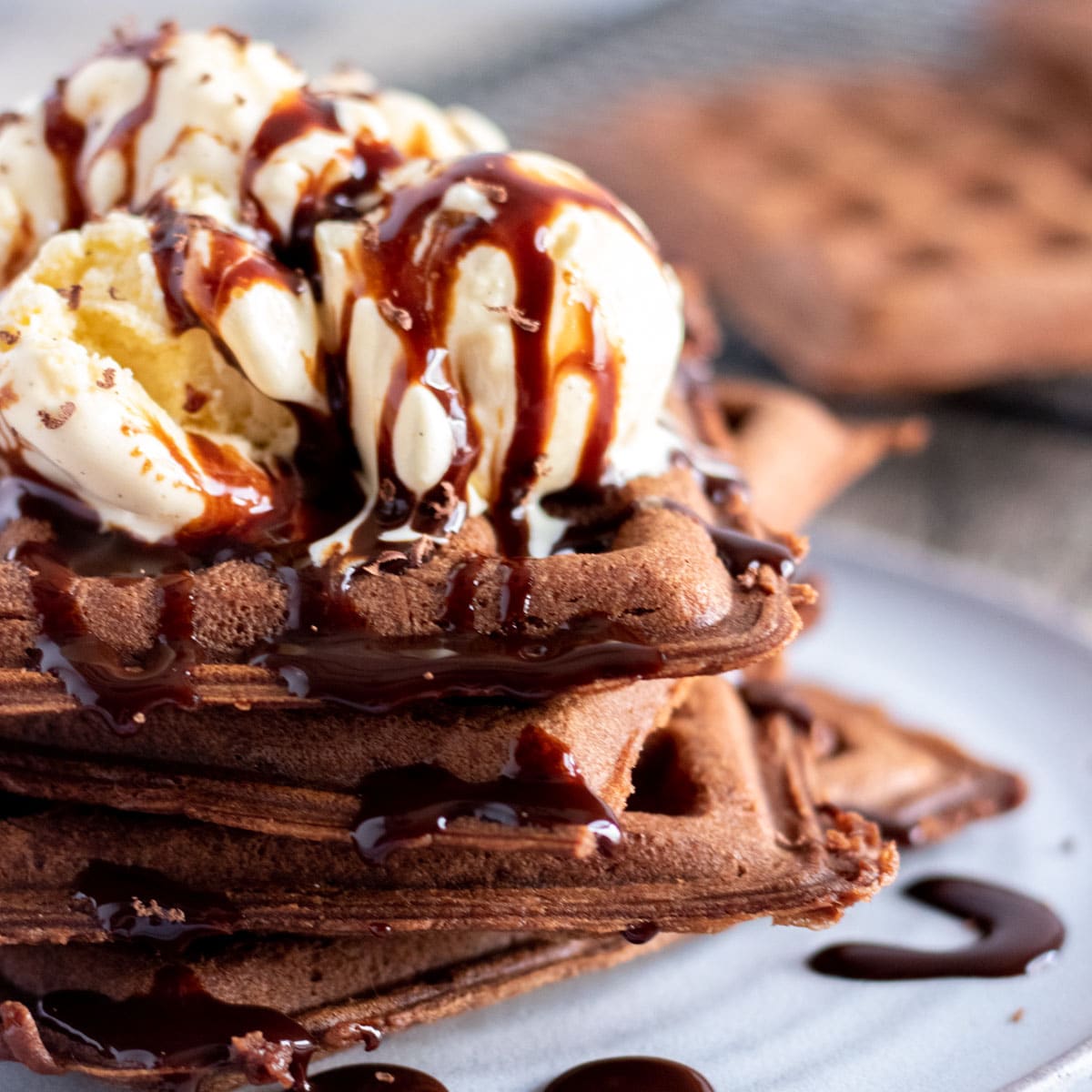 Chocolate Stout Beer Waffles with Whiskey Syrup photo