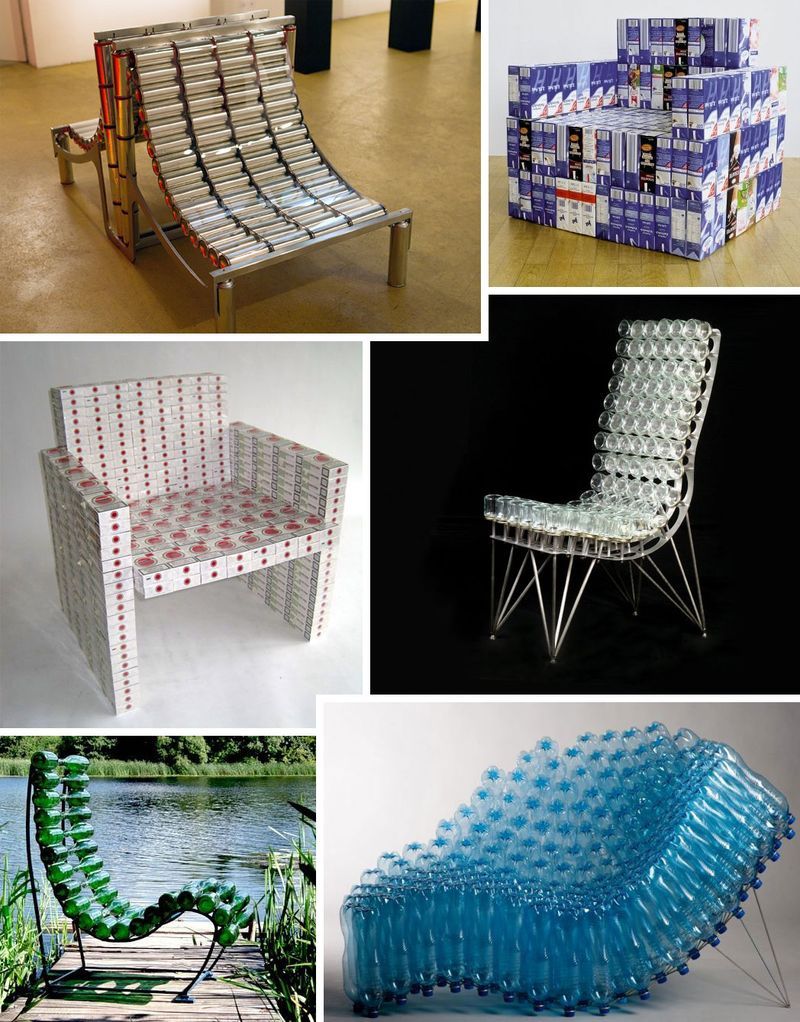 Upcycled Designer Chairs Made From Recycled Bottles And Cans photo