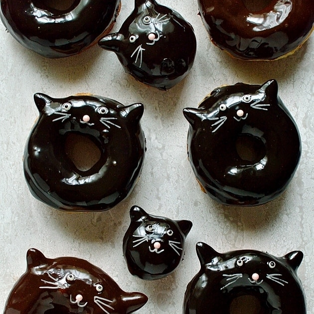 Chocolate Glazed Black Cat Doughnuts photo